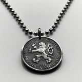 1942 Czechoslovakia Bohemia & Moravia 20 Haleru coin pendant Czech lion Prague Slovakia Bratislava Charles Bridge Brno Cesky Krumlov Kutná Hora Liberec Silesia German occupation World War 2 n001260