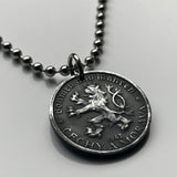 1942 Czechoslovakia Bohemia & Moravia 20 Haleru coin pendant Czech lion Prague Slovakia Bratislava Charles Bridge Brno Cesky Krumlov Kutná Hora Liberec Silesia German occupation World War 2 n001260