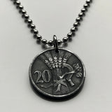 1942 Czechoslovakia Bohemia & Moravia 20 Haleru coin pendant Czech lion Prague Slovakia Bratislava Charles Bridge Brno Cesky Krumlov Kutná Hora Liberec Silesia German occupation World War 2 n001260