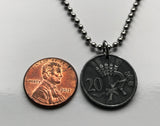 1942 Czechoslovakia Bohemia & Moravia 20 Haleru coin pendant Czech lion Prague Slovakia Bratislava Charles Bridge Brno Cesky Krumlov Kutná Hora Liberec Silesia German occupation World War 2 n001260