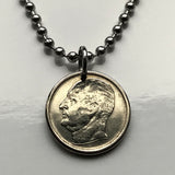 1965 Norway Norge 25 Ore coin pendant Norwegian jewelry Siberian tit passerine bird Oslo Bergen Stavanger Sandnes Nynorsk Bokmal Trondheim Drammen Fredrikstad Sarpsborg Porsgrunn Skien Kristiansand Vikings Scandinavian Nordic Old Norse Alesund  n000264