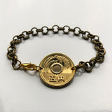 Japan Nippon Nihon 5 Yen coin rolo link bracelet rice stalk Tokyo Kobe Yokohama Osaka Nagoya Sapporo Kawasaki Kyoto Sendai Chiba Fukuoka Japanese jewelry Okinawa Sakai Niigata Shizuoka Kantō Kanji b000028