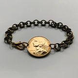 1969 France 10 Centimes coin bracelet Marianne Paris Marseille Lyon Toulouse Bordeaux Lille Nice Rennes Mont Saint-Michel Reims Avignon Nantes Le Havre Toulon Dijon Seine Montpellier Strasbourg Carcassonne Saint-Etienne Normandy Metz Côte d'Azur b000035