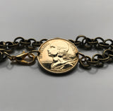 1969 France 10 Centimes coin bracelet Marianne Paris Marseille Lyon Toulouse Bordeaux Lille Nice Rennes Mont Saint-Michel Reims Avignon Nantes Le Havre Toulon Dijon Seine Montpellier Strasbourg Carcassonne Saint-Etienne Normandy Metz Côte d'Azur b000035