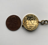1969 France 10 Centimes coin bracelet Marianne Paris Marseille Lyon Toulouse Bordeaux Lille Nice Rennes Mont Saint-Michel Reims Avignon Nantes Le Havre Toulon Dijon Seine Montpellier Strasbourg Carcassonne Saint-Etienne Normandy Metz Côte d'Azur b000035