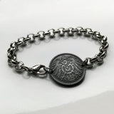 1921 Germany Deutschland 10 Pfennig coin bracelet German black eagle Berlin Hamburg Munich Cologne Frankfurt Stuttgart Düsseldorf Leipzig Dortmund Essen Bremen Dresden Hanover Nuremberg b000038