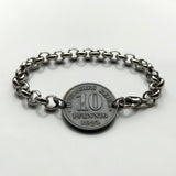 1921 Germany Deutschland 10 Pfennig coin bracelet German black eagle Berlin Hamburg Munich Cologne Frankfurt Stuttgart Düsseldorf Leipzig Dortmund Essen Bremen Dresden Hanover Nuremberg b000038