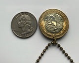 2018 Mexico 10 Pesos coin pendant necklace jewelry Aztec sun stone calendar Piedra del Sol Mexica sculpture Tōnatiuh Tlaltecuhtli Yohualtecuhtli Tenochtitlan Tecpatl knife Zócalo Templo Mayor Toltec Hidalgo n000160