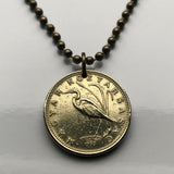 2007 Hungary Magyar 5 Forint coin pendant Hungarian Crane bird Great White Egret heron Budapest Debrecen Szeged Miskolc Pecs Gyor Érd Nyiregyhaza Kecskemet Szekesfehervar Szombathely Szolnok Tatabanya Sopron Székelys Csango Paloc Matyo Uralic n000396
