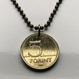 2007 Hungary Magyar 5 Forint coin pendant Hungarian Crane bird Great White Egret heron Budapest Debrecen Szeged Miskolc Pecs Gyor Érd Nyiregyhaza Kecskemet Szekesfehervar Szombathely Szolnok Tatabanya Sopron Székelys Csango Paloc Matyo Uralic n000396