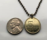 2007 Hungary Magyar 5 Forint coin pendant Hungarian Crane bird Great White Egret heron Budapest Debrecen Szeged Miskolc Pecs Gyor Érd Nyiregyhaza Kecskemet Szekesfehervar Szombathely Szolnok Tatabanya Sopron Székelys Csango Paloc Matyo Uralic n000396
