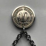 antique! 1884 Serbia 10 Para coin pendant Serbian double headed eagle Belgrade Srbija Kosovo Yugoslavia Novi Sad Vojvodina Kragujevac Subotica Niš city Zrenjanin Nišava Nemanjić dynasty Serbs n001418