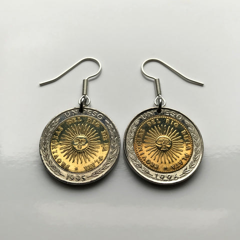 1994 Argentina 1 Peso coin earrings jewelry escudo Argentino Sol de Mayo Buenos Aires Mar del Plata Corrientes Mendoza Entre Rios Río de la Plata Gran Chaco Tucumán Salta San Juan Santa Fe Quilmes Gaucho Patagonia May Revolution tango asado e000249