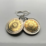1994 Argentina 1 Peso coin earrings jewelry escudo Argentino Sol de Mayo Buenos Aires Mar del Plata Corrientes Mendoza Entre Rios Río de la Plata Gran Chaco Tucumán Salta San Juan Santa Fe Quilmes Gaucho Patagonia May Revolution tango asado e000249
