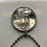 1978 Italy 100 Lire coin pendant laureate Rome Milan Venice Siena Pisa Tuscany Capri Lecce Bari Parma San Gimignano Bergamo Matera n000371