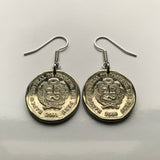 2000's Peru 50 Centimos coin earrings escudo Peruano Lima Callao Arequipa Trujillo Chiclayo Piura Huancayo Cusco Machu Picchu Puno Huaral llama Chimbote Iquitos Tacna Juliaca Cajamarca Pucallpa Sullana Ayacucho Chincha ceviche Huánuco Huacho e000453