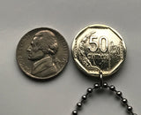 2001 Perú 50 Centimos moneda colgante escudo Peruano Lima Callao Arequipa Trujillo Chiclayo Piura Huancayo Cusco Machu Picchu Puno Huaral llama Chimbote Iquitos Tacna Juliaca Cajamarca Pucallpa Sullana Ayacucho Chincha ceviche Huánuco Huacho n003418