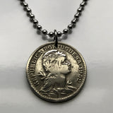 1946 Portugal 50 Centavos coin pendant necklace jewelry Portuguese lady Quinas castles Lisboa Oporto Braga Sintra Faro Coimbra Funchal Aveiro Guimares Ponta Delgada Faro Belem Ourique Mirandese Lagos Fatima n003194