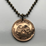 1967 Ghana 1/2 Pesewa coin pendant necklace jewelry Akan Adowa Bush drums Accra Black Star of Africa Kumasi Gold Coast Tamale Takoradi Atsiaman Asante Ashanti Dagomba Volta Mole-Dagbon Cape Coast Osu Wa Ewe Ga West African n000086