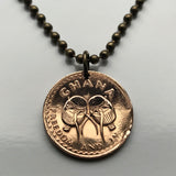 1967 Ghana 1/2 Pesewa coin pendant necklace jewelry Akan Adowa Bush drums Accra Black Star of Africa Kumasi Gold Coast Tamale Takoradi Atsiaman Asante Ashanti Dagomba Volta Mole-Dagbon Cape Coast Osu Wa Ewe Ga West African n000086