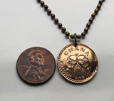 1967 Ghana 1/2 Pesewa coin pendant necklace jewelry Akan Adowa Bush drums Accra Black Star of Africa Kumasi Gold Coast Tamale Takoradi Atsiaman Asante Ashanti Dagomba Volta Mole-Dagbon Cape Coast Osu Wa Ewe Ga West African n000086