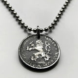 1942 Czechoslovakia Bohemia & Moravia 20 Haleru coin pendant Czech lion Prague Slovakia Bratislava Charles Bridge Brno Cesky Krumlov Kutná Hora Liberec Silesia German occupation World War 2 n001260