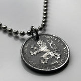 1942 Czechoslovakia Bohemia & Moravia 20 Haleru coin pendant Czech lion Prague Slovakia Bratislava Charles Bridge Brno Cesky Krumlov Kutná Hora Liberec Silesia German occupation World War 2 n001260