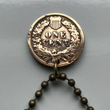 USA Indian Head Cent coin pendant Native American Indian First Nation Chief Tribal feathered headdress War bonnet Great Plains American Civil War Navajo Cherokee Choctaw Chippewa Sioux Apache Blackfeet Creek Iroquois Lumbee Pueblo Chickasaw n000807