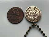 USA Indian Head Cent coin pendant Native American Indian First Nation Chief Tribal feathered headdress War bonnet Great Plains American Civil War Navajo Cherokee Choctaw Chippewa Sioux Apache Blackfeet Creek Iroquois Lumbee Pueblo Chickasaw n000807