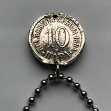 antique! 1884 Serbia 10 Para coin pendant Serbian double headed eagle Belgrade Srbija Kosovo Yugoslavia Novi Sad Vojvodina Kragujevac Subotica Niš city Zrenjanin Nišava Nemanjić dynasty Serbs n001418
