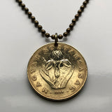 1993 Hungary Magyar 20 Forint coin pendant jewelry Hungarian iris flower Budapest Debrecen Szeged Miskolc Pécs Győr Óbuda Tolna Matyó Hollókő Nyíregyháza Buda Saint Stephen Szent Korona n000451