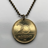 1993 Hungary Magyar 20 Forint coin pendant jewelry Hungarian iris flower Budapest Debrecen Szeged Miskolc Pécs Győr Óbuda Tolna Matyó Hollókő Nyíregyháza Buda Saint Stephen Szent Korona n000451
