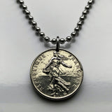 2000 France 1/2 Franc coin pendant necklace jewelry La Semeuse the Sower & Seed French jewelry Paris Marseilles Lyon Toulouse Mont Saint-Michel Nice Strasbourg Bordeaux Versailles Le Havre Rennes Reims Toulon n000147