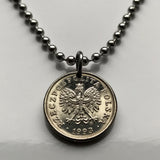 Poland Polska 10 Groszy coin pendant white Polish eagle Warsaw Krakow Poznan Wroclaw Lublin Lodz Polak Poles Polonia Katowice Tyniec Gdansk Bydgoszcz Zamosc Zakopane Oswiecim Kolobrzeg Bialystokn n001380
