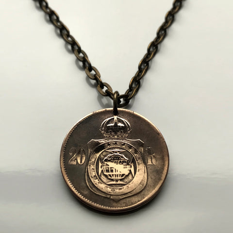 1869 Brazil 20 Reis coin pendant brasão de armas São Paulo Recife Pernambuco Bahia Minas Gerais Pelourinho Belem Santa Catarina n000938