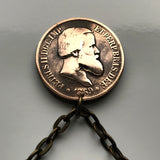 1869 Brazil 20 Reis coin pendant brasão de armas São Paulo Recife Pernambuco Bahia Minas Gerais Pelourinho Belem Santa Catarina n000938