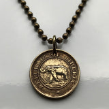 1937 Liberia 1/2 Cent coin pendant necklace jewelry West African elephant safari Monrovia Gbarnga Buchanan Ganta Kakata Zwedru Harbel Montserrado Nimba Kpelle Bassa people Bong Lofa Harper Pleebo Foya Klao n000742