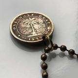 1937 Liberia 1/2 Cent coin pendant necklace jewelry West African elephant safari Monrovia Gbarnga Buchanan Ganta Kakata Zwedru Harbel Montserrado Nimba Kpelle Bassa people Bong Lofa Harper Pleebo Foya Klao n000742