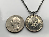 1985 Hungary Magyar 5 Forint coin pendant Hungarian Socialist Workers Party communist Kádár badge shield soviet union Lajos Kossuth Budapest Debrecen Kecskemét Lake Balaton Somogy Eger Miskolc Szeged Pécs Győr Komárom Esztergom Saint Stephen n001973