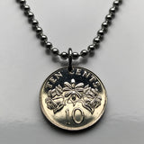 1986 Singapore Singapura 10 Ct coin pendant Star Jasmine flower blossom Bedok Lion City Yishun Choa Chu Kang Punggol Ang Mo Kio Bukit Batok Confederate Malay Queenstown Bukit Merah Woodlands Jurong Tampines Sengkang Hougang Pasir Ris Bukit Panjang n000186