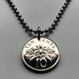 1986 Singapore Singapura 10 Ct coin pendant Star Jasmine flower blossom Bedok Lion City Yishun Choa Chu Kang Punggol Ang Mo Kio Bukit Batok Confederate Malay Queenstown Bukit Merah Woodlands Jurong Tampines Sengkang Hougang Pasir Ris Bukit Panjang n000186