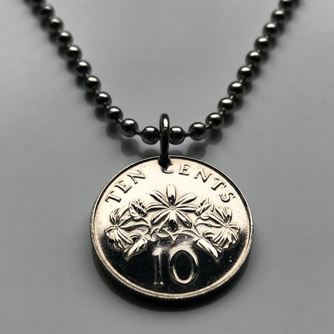 1986 Singapore Singapura 10 Ct coin pendant Star Jasmine flower blossom Bedok Lion City Yishun Choa Chu Kang Punggol Ang Mo Kio Bukit Batok Confederate Malay Queenstown Bukit Merah Woodlands Jurong Tampines Sengkang Hougang Pasir Ris Bukit Panjang n000186