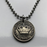 1895 Griechenland Hellas 10 Lepta Münze Anhänger Halskette Schmuck griechische Krone Athen Thessaloniki Patras Larissa Mykonos Argos Kreta Meteora Theben Pella Chalkidiki Mazedonien Peloponnes n001331