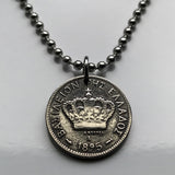 1895 Griechenland Hellas 10 Lepta Münze Anhänger Halskette Schmuck griechische Krone Athen Thessaloniki Patras Larissa Mykonos Argos Kreta Meteora Theben Pella Chalkidiki Mazedonien Peloponnes n001331