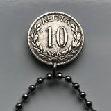 1895 Griechenland Hellas 10 Lepta Münze Anhänger Halskette Schmuck griechische Krone Athen Thessaloniki Patras Larissa Mykonos Argos Kreta Meteora Theben Pella Chalkidiki Mazedonien Peloponnes n001331