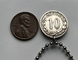 1895 Griechenland Hellas 10 Lepta Münze Anhänger Halskette Schmuck griechische Krone Athen Thessaloniki Patras Larissa Mykonos Argos Kreta Meteora Theben Pella Chalkidiki Mazedonien Peloponnes n001331