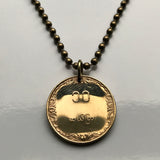1983 Myanmar Burma 10 Pyas coin pendant necklace Burmese jewelry rice plant blossom Bamar Yangon Naypyidaw Mandalay Bago Hpa-An Taunggyi Monywa Myitkyina Mawlamyine Magway Kayin Sagaing Kachin n000840
