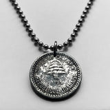 1954 Lebanon Liban 5 Piastres coin pendant necklace jewelry Lebanese cedar tree Beirut Tripoli Byblos Tyre Sidon Aley Jounieh Anjar Bsharri arab Zahlé The Levant Middle East Phoenician Beqaa Valley Cedars of God Mount Mediterranean n002851