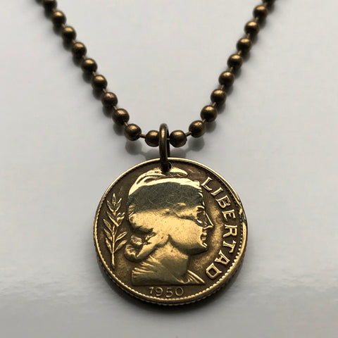1950 Argentina 10 Centavos coin pendant liberty Buenos Aires Tucumán Salta San Juan Entre Ríos Río de la Plata Puerto Madero n001797