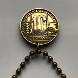 1950 Argentina 10 Centavos coin pendant liberty Buenos Aires Tucumán Salta San Juan Entre Ríos Río de la Plata Puerto Madero n001797
